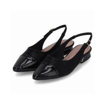 Sapato Slingback Piccadilly Maxi Silvia Salto Baixo Preto Conforto, Tecnologia e Elegância