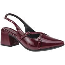 Sapato Slingback Salomé Bico Fino Feminino Salto Grosso