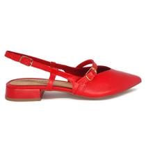 Sapato Slingback Salto Baixo Bottero Couro Vermelho