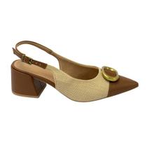 Sapato Slingback Salto Bloco Baixo Feminino Usaflex Ak0204 Sapato Slingback Salto Bloco Baixo Feminino Usaflex Ak0204