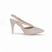 Sapato Slingback Silvana Salto Alto Champagne