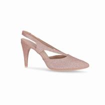 Sapato Slingback Silvana Salto Alto Ouro Rosado