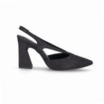 Sapato Slingback Silvana Salto Alto Preto Absoluto/Preto