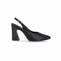 Sapato Slingback Silvana Salto Alto Preto