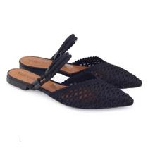 Sapato Slingback Tramado Bico Fino Valentina Preto - 373196