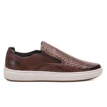 Sapato Slip On Masculino Marrom em Couro Detalhe Metalasse