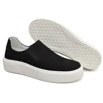 Sapato Slip on Masculino Sola Alta Couro Legítimo Camurça Sapato Slip on Masculino Sola Alta Couro Legítimo Camurça
