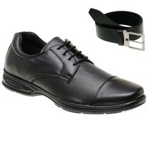 Sapato Social Bico Quadrado com Cadarço Masculino + Cinto