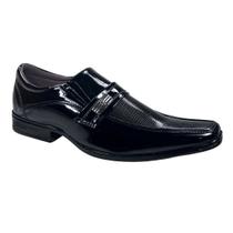 Sapato Social Bikarellus Fivela Furinhos Verniz Masculino