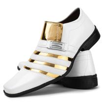 Sapato social branco com dourado masculino bico quadrado Sapato social branco com dourado masculino bico quadrado