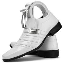 Sapato social branco masculino pizzolev + cinto