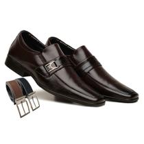 Sapato Social Brilhante Noivado Padrinho Moderno + Cinto (G70154)