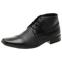Sapato Social Cano Alto Pires Shoes com Cadarço Bico Fino e Detalhes em Tramas Sapato Social Cano Alto Pires Shoes com Cadarço Bico Fino e Detalhes em Tramas