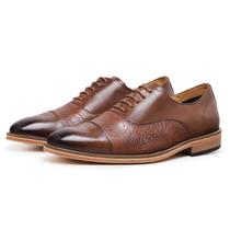 Sapato Social Casual Derby Oxford De Amarrar Artesanal Sola Couro Cullen