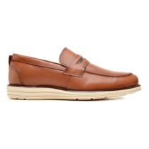 Sapato Social Casual Loafer Masculino Derby Couro Caramelo