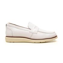 Sapato Social Casual Loafer Masculino Derby Em Couro Branco