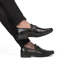 Sapato Social Casual Masculino Bico Quadrado Loafer Em Couro 3041