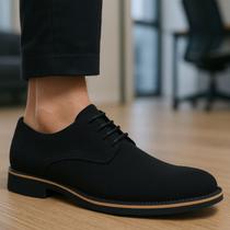 Sapato Social Casual Masculino Camurça Derby Oxford Super Leve e Macio