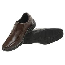 Sapato Social Casual Masculino Conforto Ortopédico Antistress Macio Em Couro Marrom