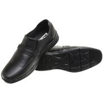 Sapato Social Casual Masculino Conforto Ortopédico Antistress Macio Em Couro Preto