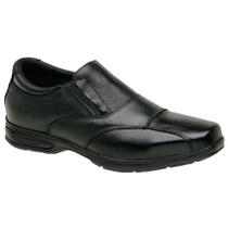 Sapato Social Casual Masculino Conforto Ortopédico Antistress Macio Em Couro Preto