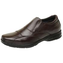 Sapato Social Casual Masculino Conforto Ortopédico Antistress Macio Em Couro