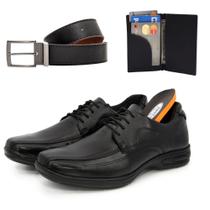 Sapato Social Casual Masculino Couro Animal Confortável Envio Já + Cinto e Carteira Masculina
