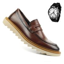 Sapato Social Casual Masculino Mocassim Loafer Sola Tratorada 2023