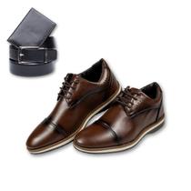 Sapato Social + Cinto e Carteira Masculino Oxford Santiago Confortável Masculino Social Brogue