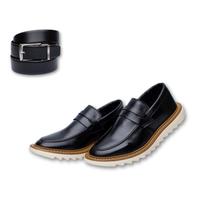 Sapato Social + Cinto Masculino Oxford Dubai Tratorado Confortável Masculino Social Brogue