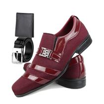 Sapato Social com Carteira De Couro e Cinto La Faire - Vermelho