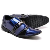 Sapato Social Confortável Masculino Lisboa Azul e Preto Vogado Shoes