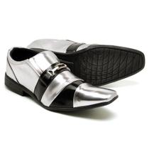 Sapato Social Confortável Masculino Lisboa Prata e Preto Vogado Shoes Sapato Social Confortável Masculino Lisboa Prata e Preto Vogado Shoes