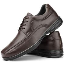 Sapato Social Couro Confortável Masculino Preto Marrom