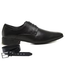 Sapato Social Couro Jota Pe Preto Confort + Cinto 79100