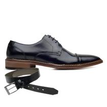Sapato Social Couro Preto Wood + Cinto 31406 Sapato Social Couro Preto Wood + Cinto 31406