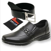 Sapato social de Couro anatomico kit com cinto de couro e carteira de couro