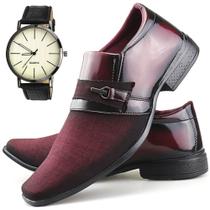 Sapato Social Dhl Masculino Vermelho + Relógio