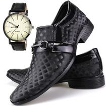 Sapato Social Dhl Shoes Masculino Confortável Estiloso + Relógio - Dhl Calçados