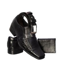 Sapato social em couro com cinto e carteira - Iden Shoes