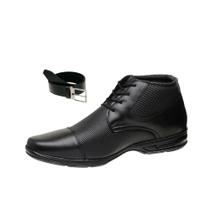 Sapato social estilo bota com cadarço couro legitimo casual cano alto com cinto