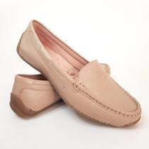 Sapato Social Feminino Em Couro Mocassim Slip On Brunet Amendoa