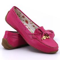 Sapato Social Feminino Em Couro Mocassim Slip On Isis Rosa