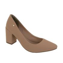 Sapato Social Feminino Feminina Scarpin Scarpan Salto Médio Alto Bloco Bico Fino Confortável Confort Napa Nude- Ref. 9484 - Jordana shoes