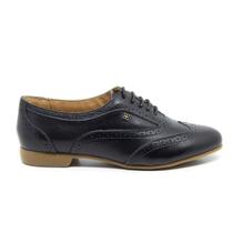 Sapato Social Feminino Oxford Em Couro Bico Fino Elegante