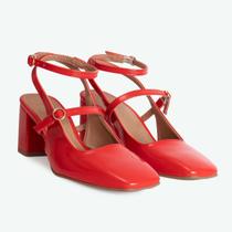 Sapato social feminino salto mary jane vermelho