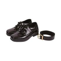Sapato Social Infantil Cadarço Verniz com Cinto Preto 28 ao 32