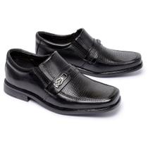 Sapato Social Infantil Masculino Lançamento Couro Elástico Cor Preto