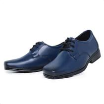 Sapato Social Infantil Menino Bico Quadrado Cadarço Solado Borracha Palmilha EVA Interno Forrado