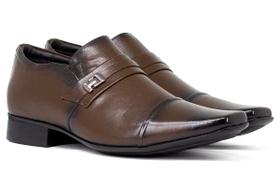 Sapato Social Jota Pe AirVinitti 6,5cm Altura Couro Legítimo Monk Bico Fino Liso Air Bag